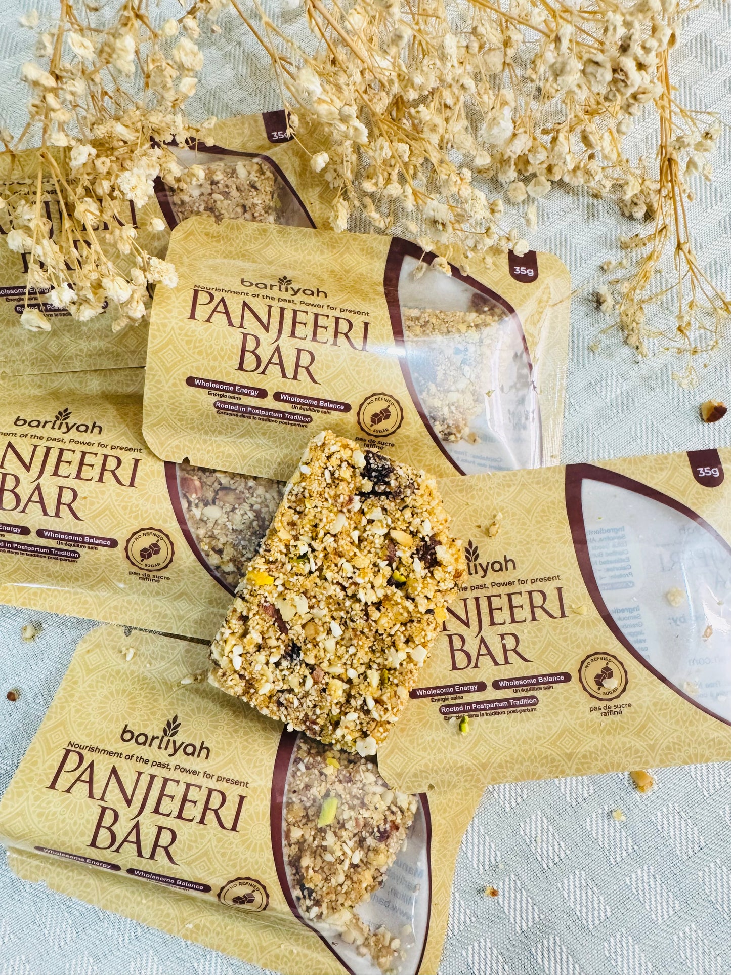 Barres Barliyah Panjeeri – Paquet de 5 | Barres de granola énergétiques traditionnelles pour la période post-partum, les modes de vie actifs et une alimentation saine