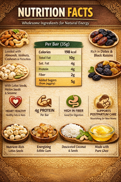 Barres Barliyah Panjeeri – Paquet de 5 | Barres de granola énergétiques traditionnelles pour la période post-partum, les modes de vie actifs et une alimentation saine